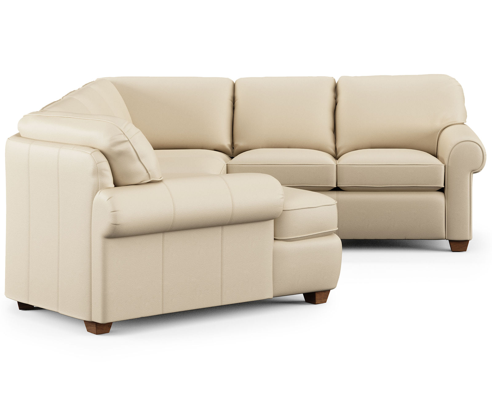 Thornton Leather Stationary Sectional (Leather choices) - Sectional Layout M:  High resiliency foam core seating cushions 2lb to 2.5 lb (Industry standard 1.8)