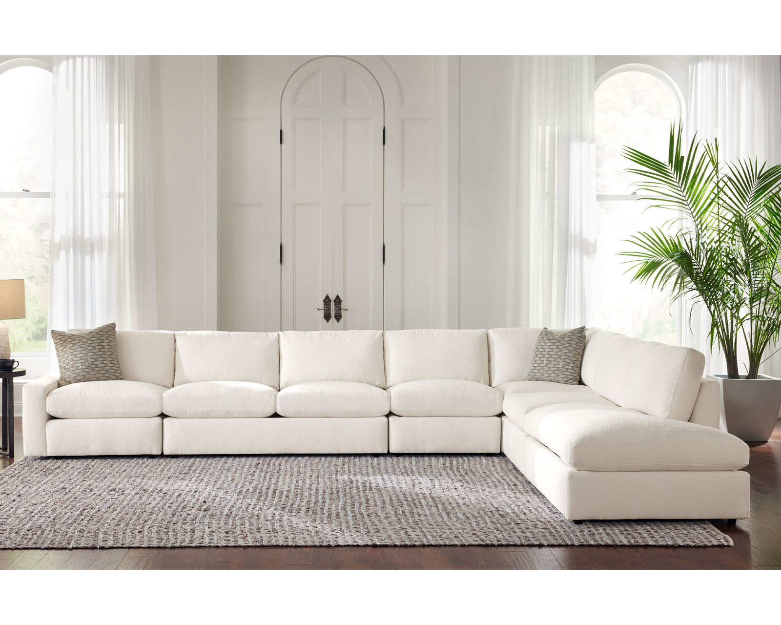 Sky 5511 Sectional (hypoallergenic down-like cushion) +100 fabrics - 6 Pc Sectional Features: LAF Chair, Armless Loveseat, Armless Chair, Corner Chair, Armless Chair and Sky RAF Open End