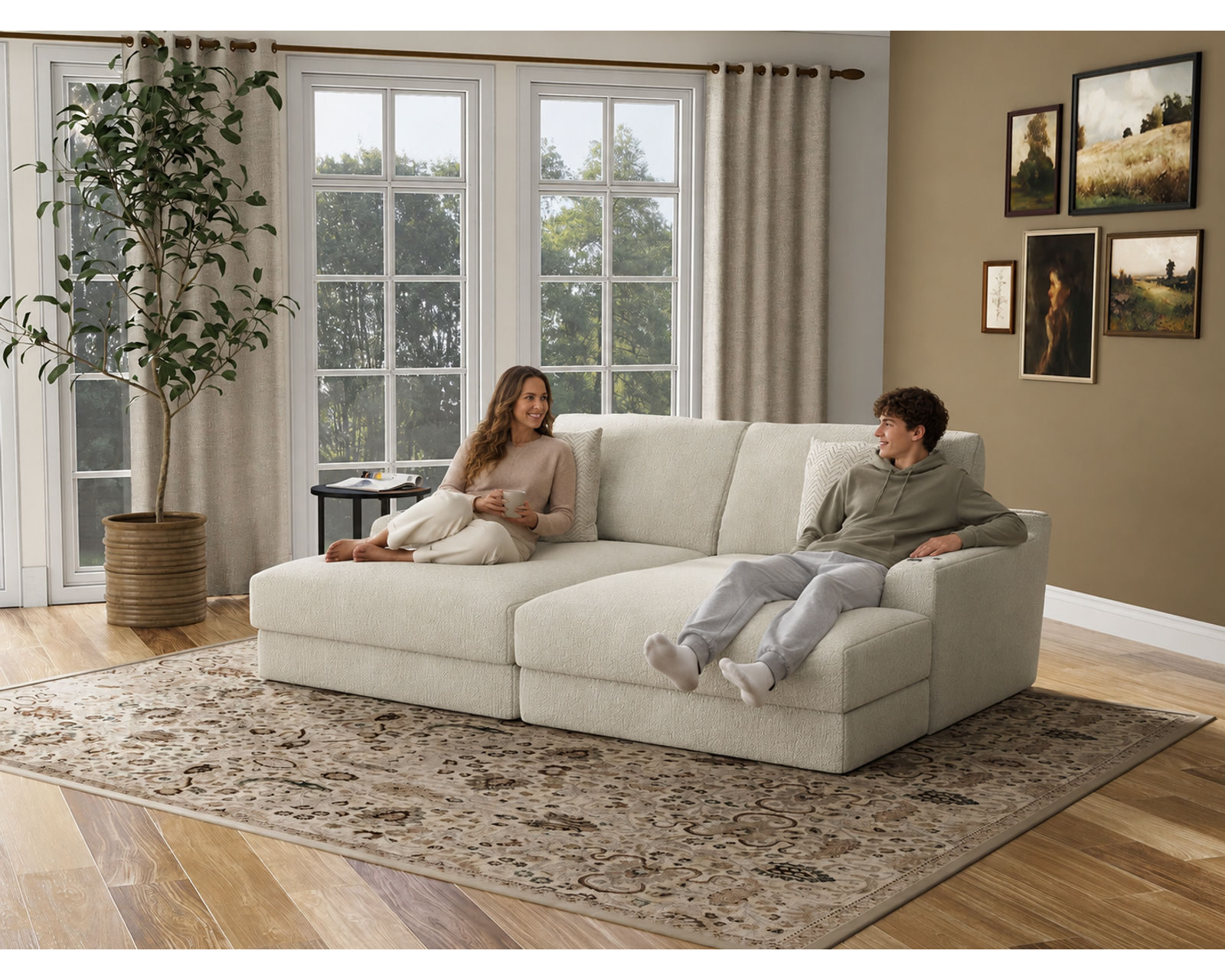 Cozy Double Wide 88" Home Theater Chaise (2 colors) Includes pillows - The Difference Is in the Details.