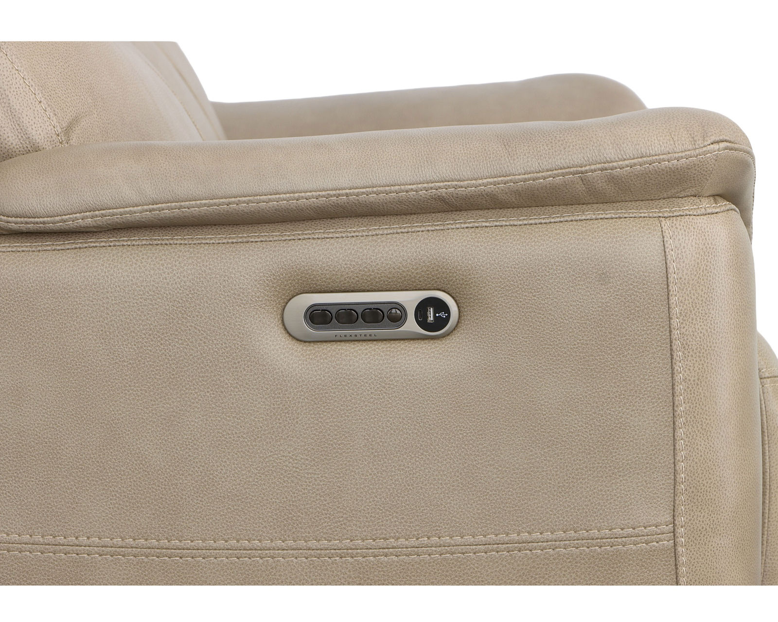 Crew Power Recliner with Power Headrest & Lumbar (Tan leather) in stock - Three independent buttons control power recline - power headrest and power lumbar with USB charging