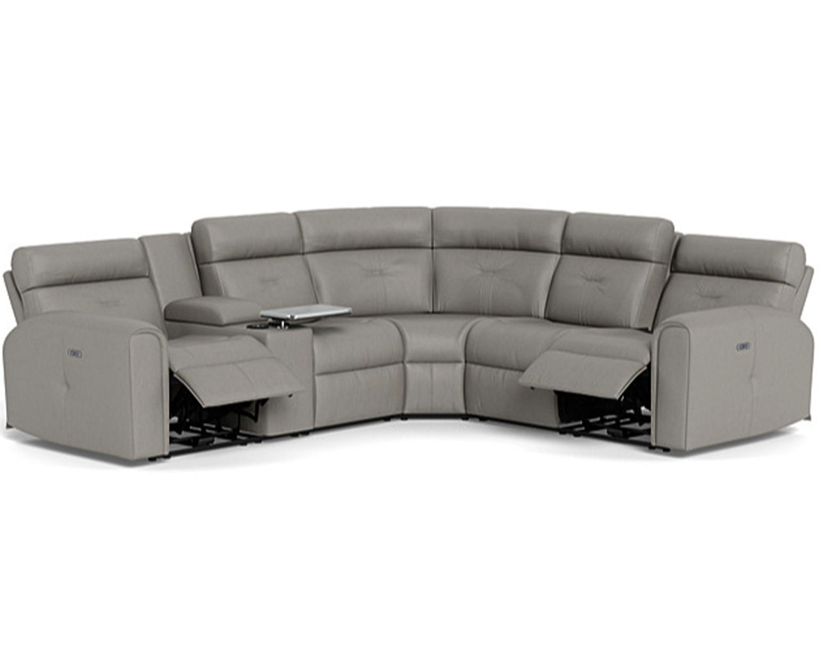 Acacia 41080 Power Headrest Power Reclining Sectional (+100 leathers) - Layout B: Six Piece Sectional 104" x 117"