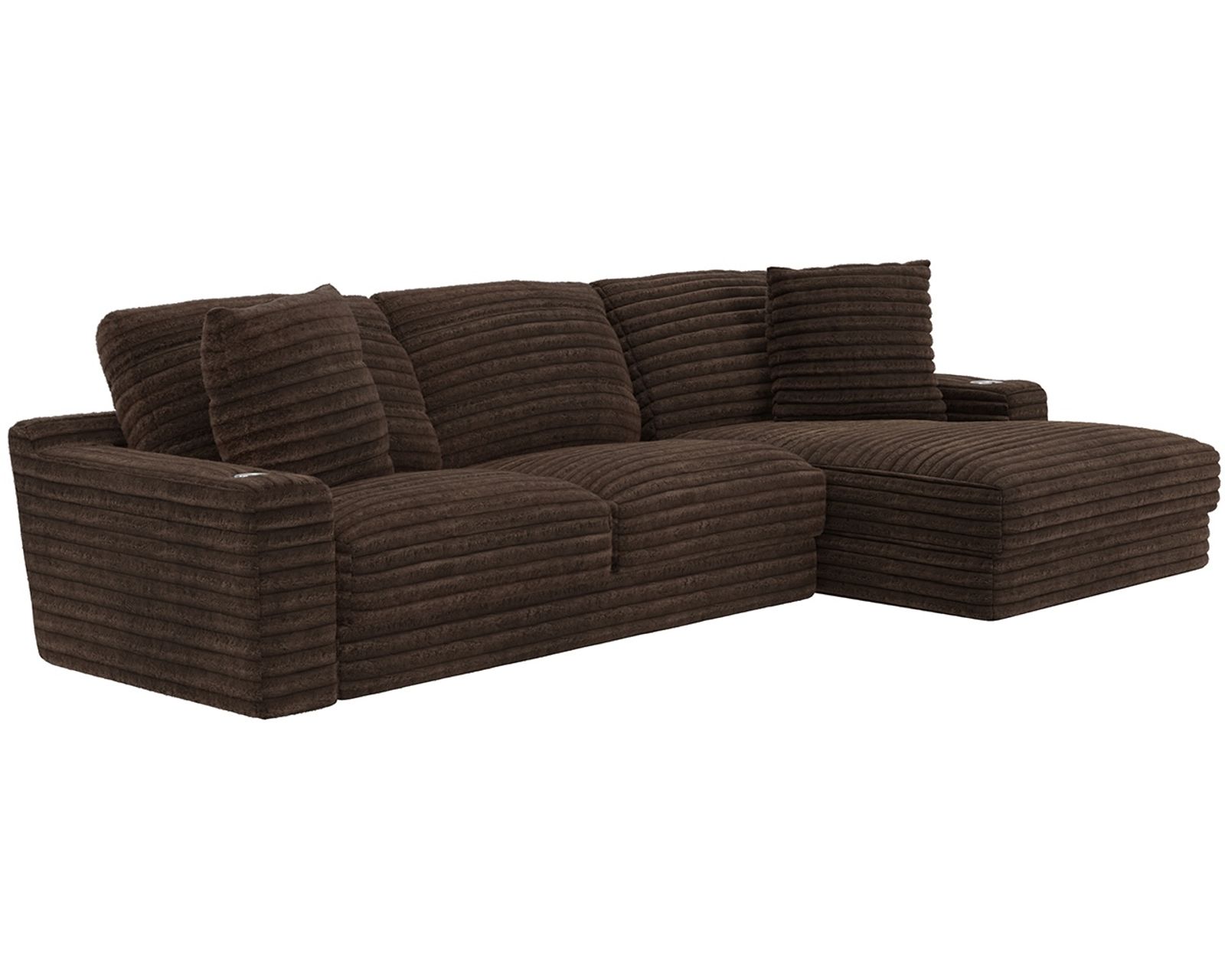 Comfrey 123" Sofa Chaise Sectional (3 colors) includes pillows - Layout A: Two Piece Sofa Sectional 123" x 67"