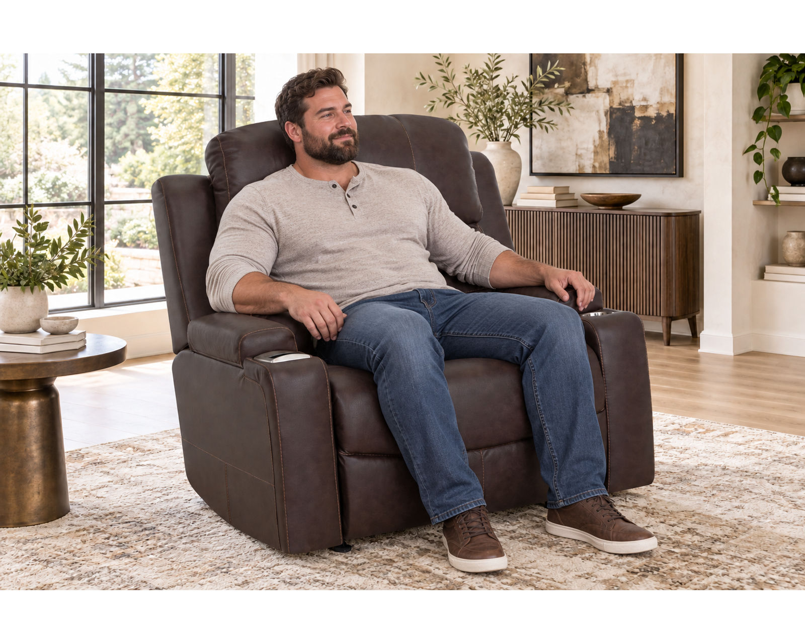Arlington 8507 Chair & A Half Power Rocker Recliner (Extra-Wide Comfort. Built-In Storage. Wireless Charging) - Engineered to Move. Designed to Relax.