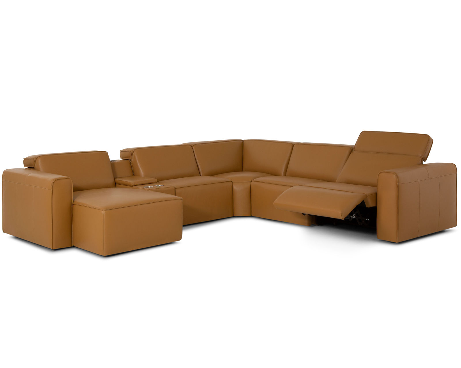 Colton 44007 Power Headrest Power Reclining Sectional (+50 fabrics) - Layout F: Six Piece Chaise Reclining Sectional 62" x 135" x 122"
