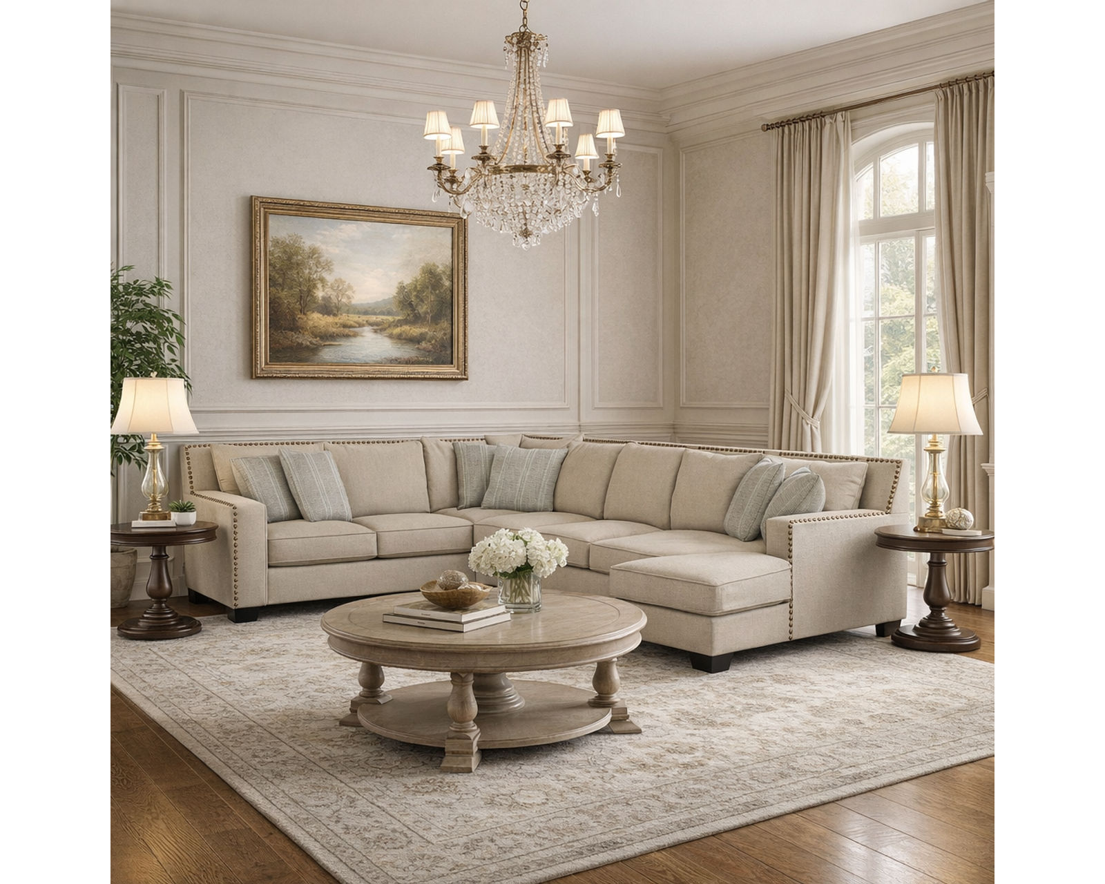Luckenbach Stationary Sectional  (+100 Standard and Performance Fabrics) -  Layout H: Three Piece Sectional 102" x 160" x 71"