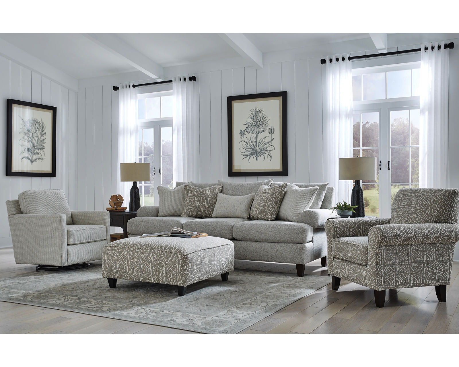 Hogan Cotton 98" Wood Leg Sofa (includes pillows) performance fabric - Entire room is available and on sale