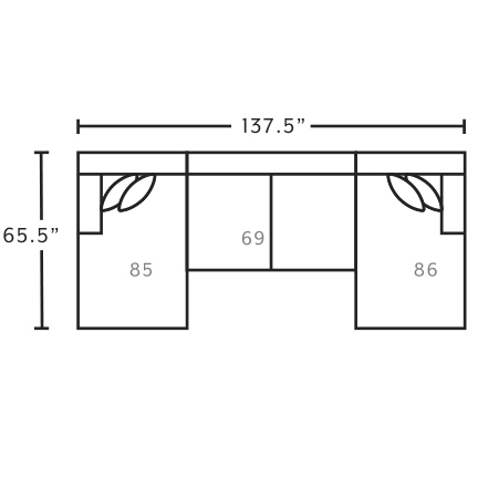 Layout C: Three Piece Sectional 65.5" x 137.5"