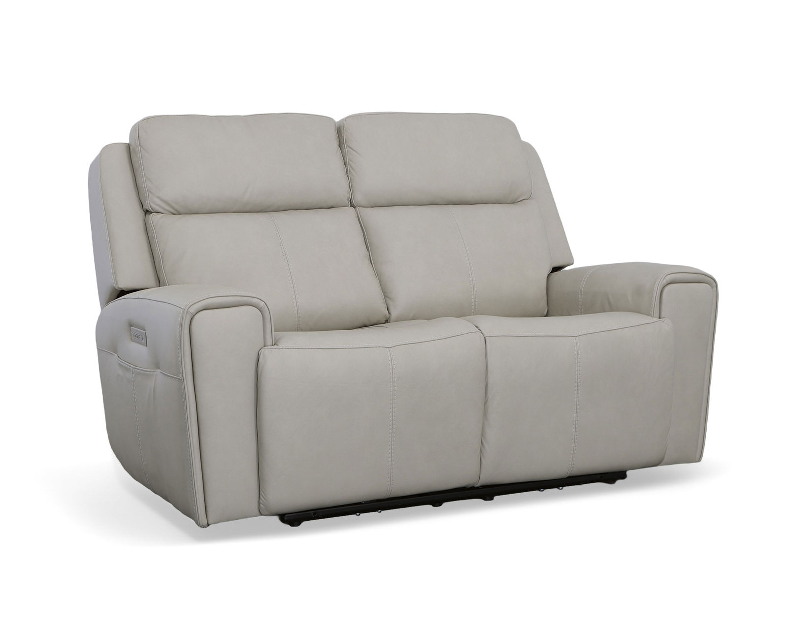 Barnett Power Reclining Sofa with Power Headrests and Lumbar (Ice leather) 87" - Barnett Power Reclining Loveseat with Power Headrests and Lumbar