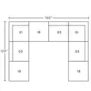 Layout F: Eight Piece Sectional 120" x 160" x 120: