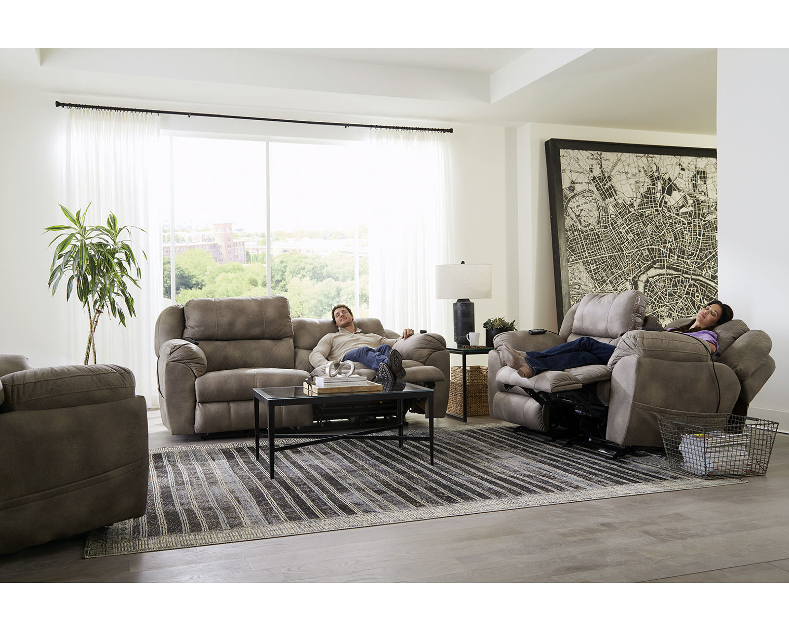 Flynn 90" Power Lay Flat Reclining Sofa with Power Headrests, Power Lumbar, Dual Heat & Massage - Flynn 90" Power Headrest – Power Lumbar – Power Reclining Sofa with Dual Heat and Massage