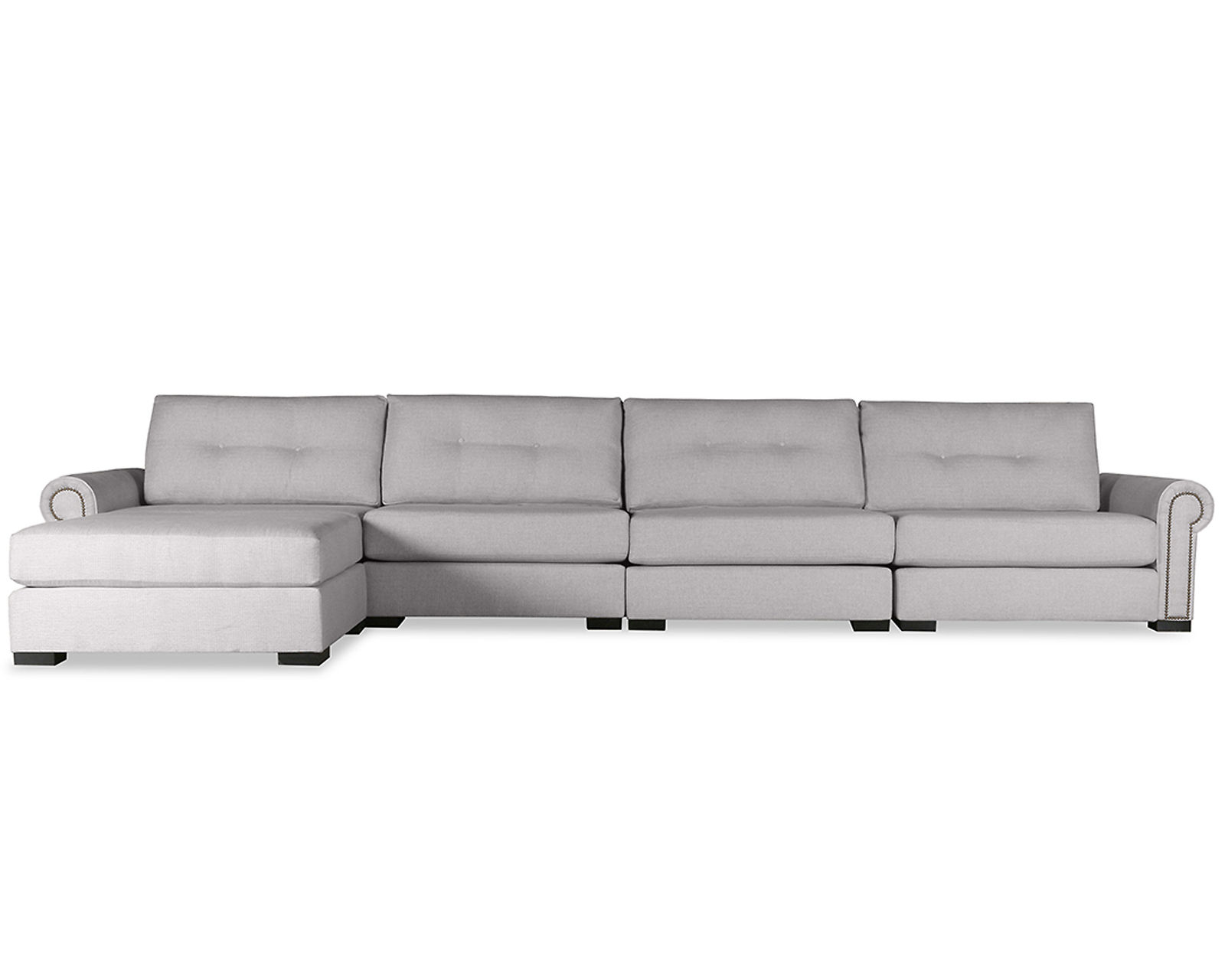 Sylviane Buttoned 5 Pieces Modular Sectional w/ Chaise Left or Right (3 Colors Available) - Sylviane 5 Pieces Modular Sectional w/ Chaise Left or Right in Grey