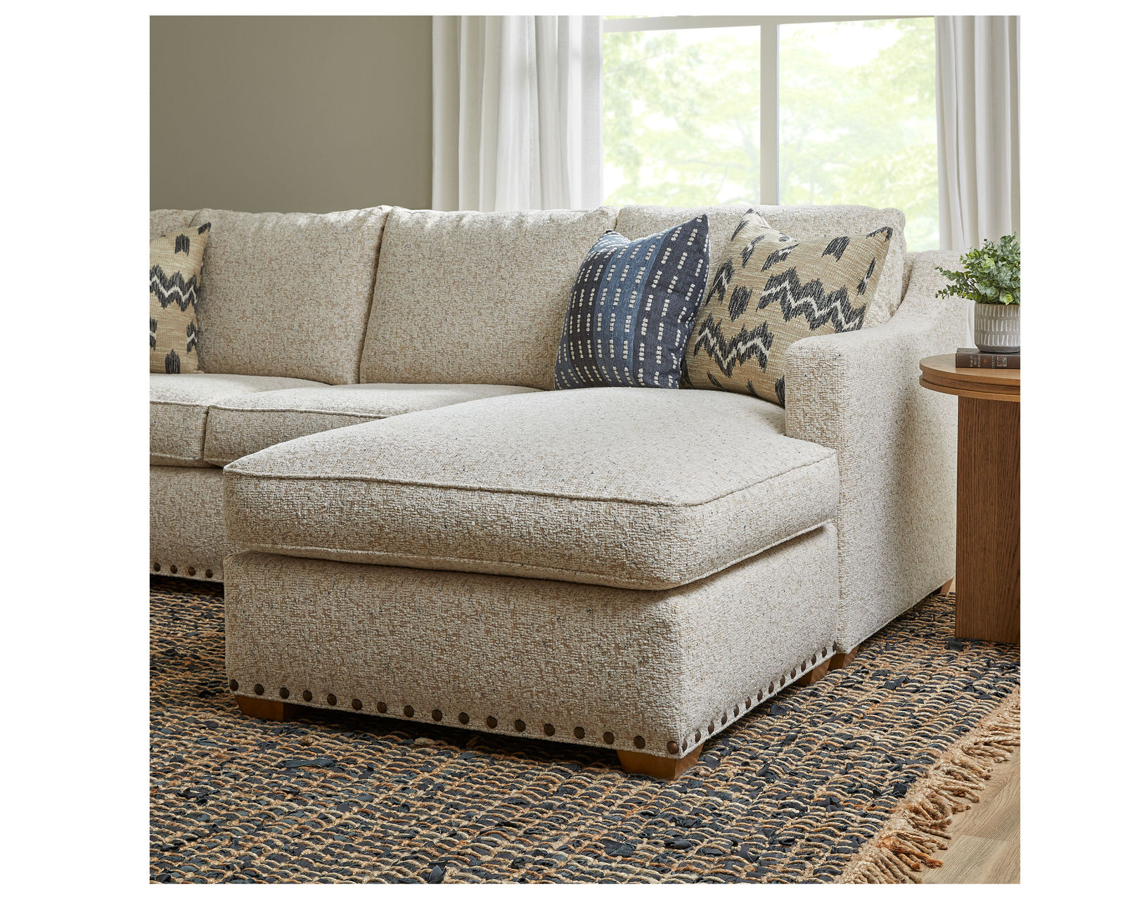Milo 7050 Stationary Sectional  (+100 fabrics) - Chaise lounge left or right facing