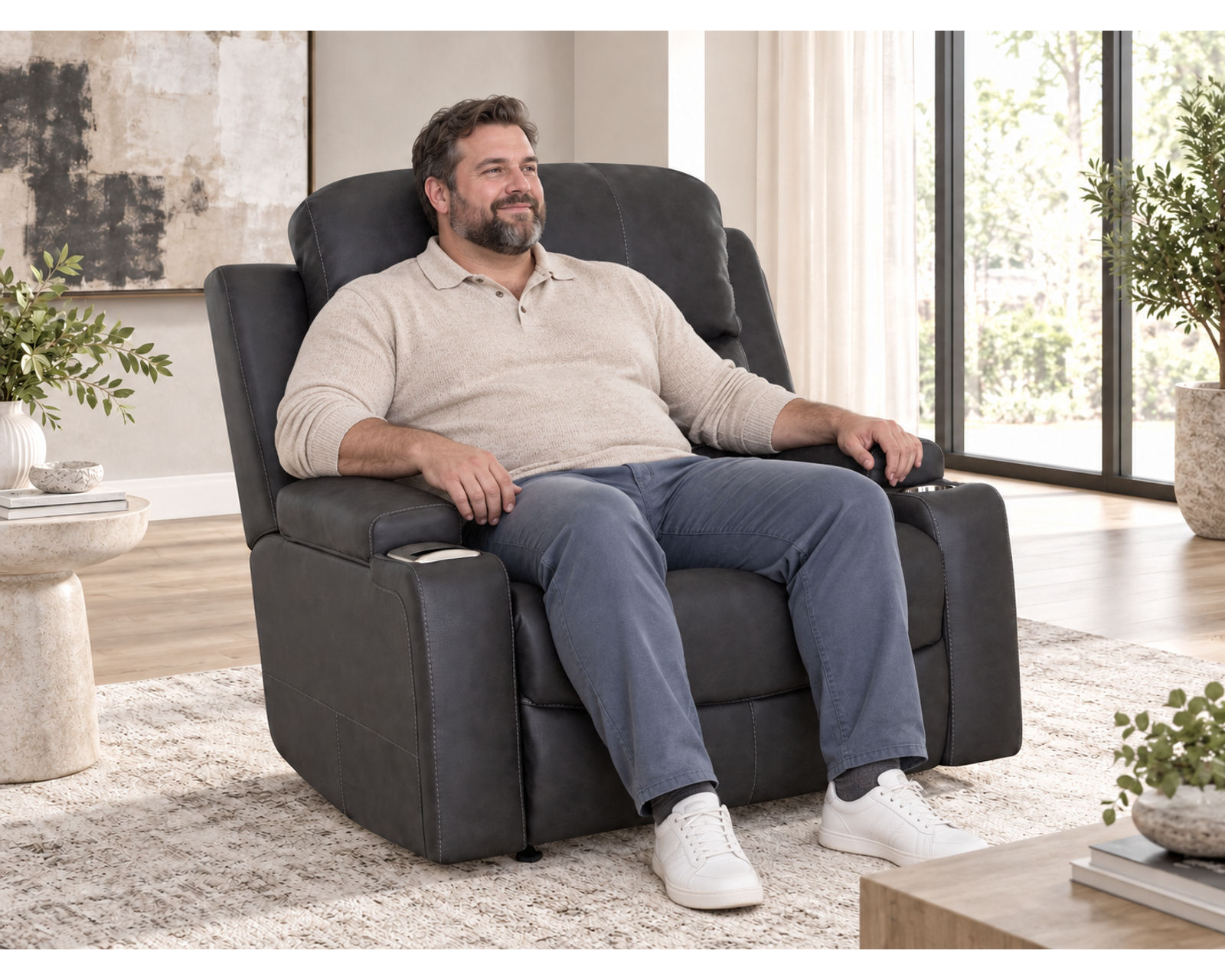 Arlington 8507 Chair & A Half Power Rocker Recliner (Extra-Wide Comfort. Built-In Storage. Wireless Charging) - Built Strong. Made to Move.
