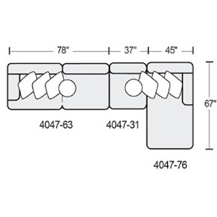 Layout B: Three Piece Sectional 160" x 67"