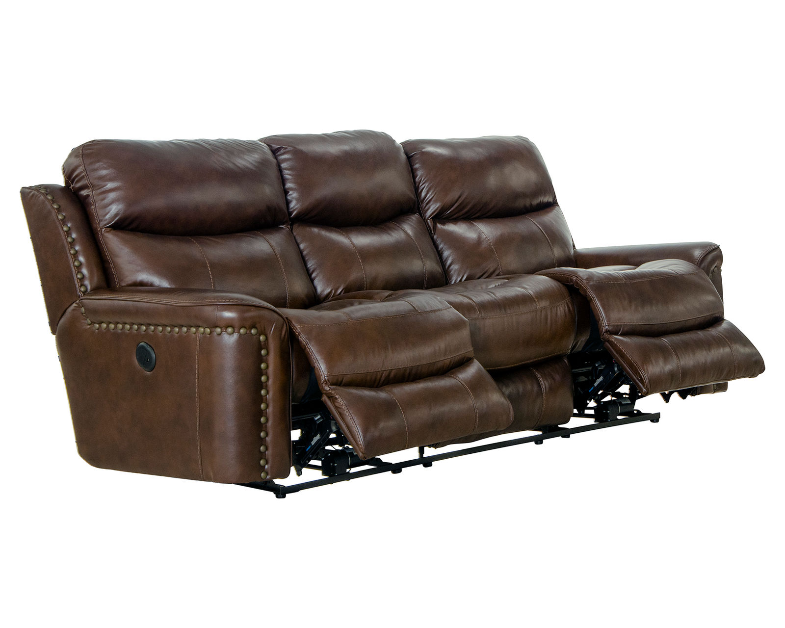 Ceretti 87" Italian Leather Brass Nail Head Power Reclining Sofa - Comfort Built for the Whole Family.