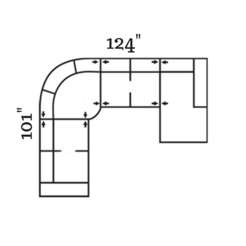 Layout A: Four Piece Sectional 101" x 124" x 63"