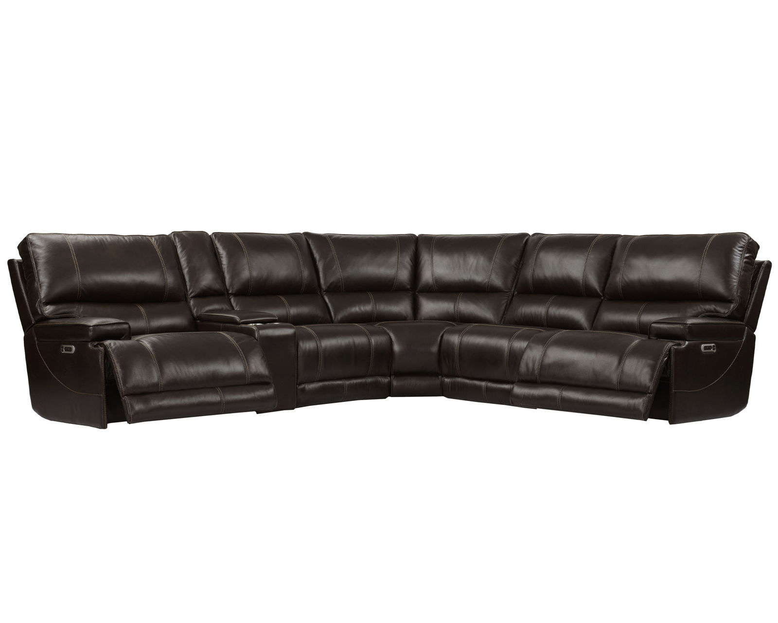 Whitman FreeMotion Cordless Power Reclining Sectional (Battery Operated) Coffee (In stock - Fast shipping) -  Layout B: Six Piece Cordless Reclining Sectional 127" x 114.5"