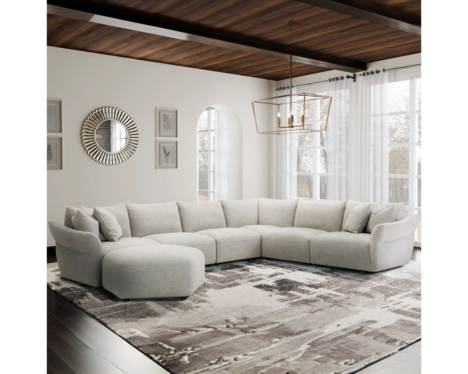 Playful 5 Piece Stationary Sectional (On Sale) In stock - Fast shipping