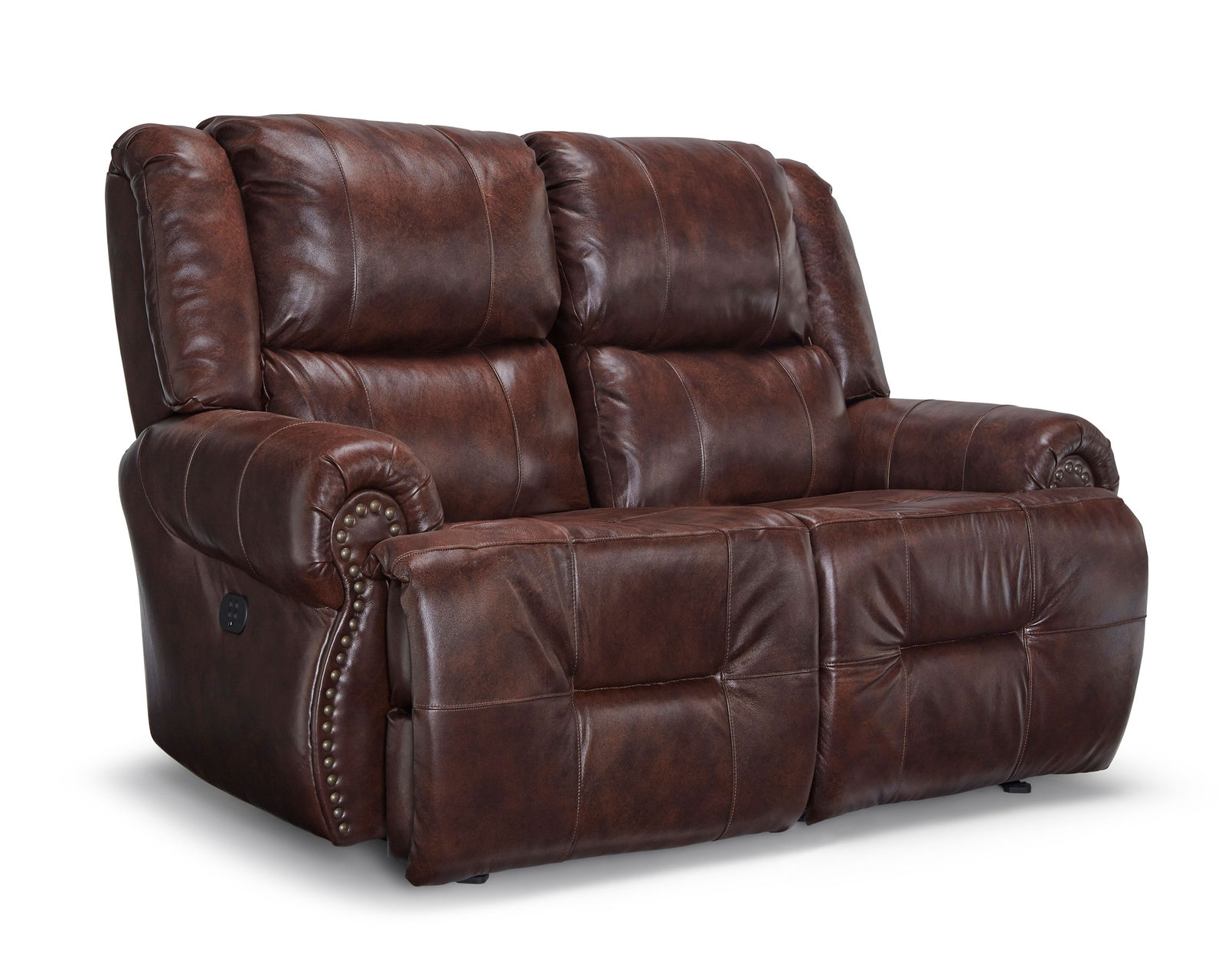 Genet Leather Double Reclining Sofa w/ Dropdown Table (+30 leathers) 85" - Genet Leather Double Reclining Loveseat