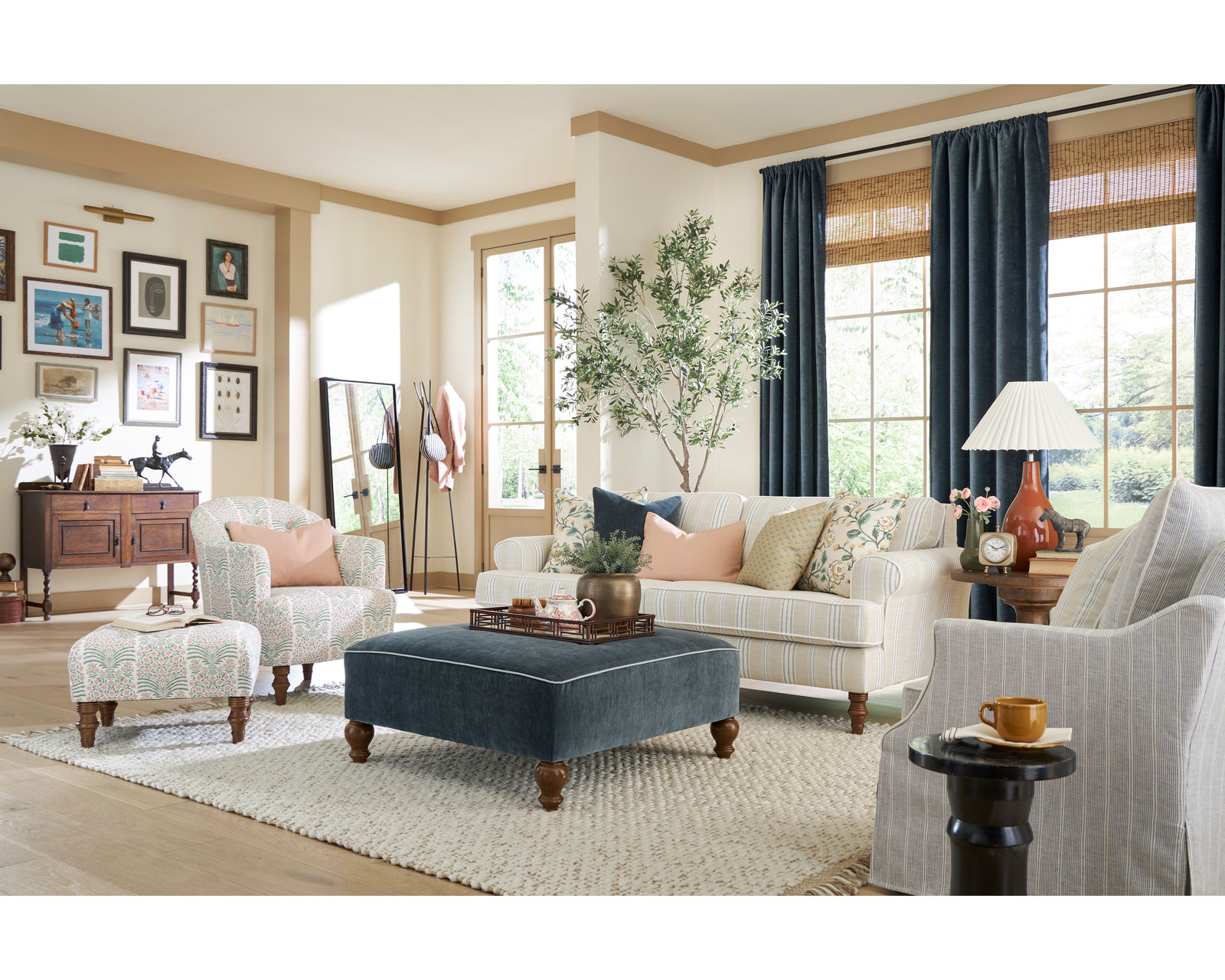 Erin & Ben Faulkner 86" Small Stripes Sofa ( +7 fabrics)  - Faulkner 86" Sofa