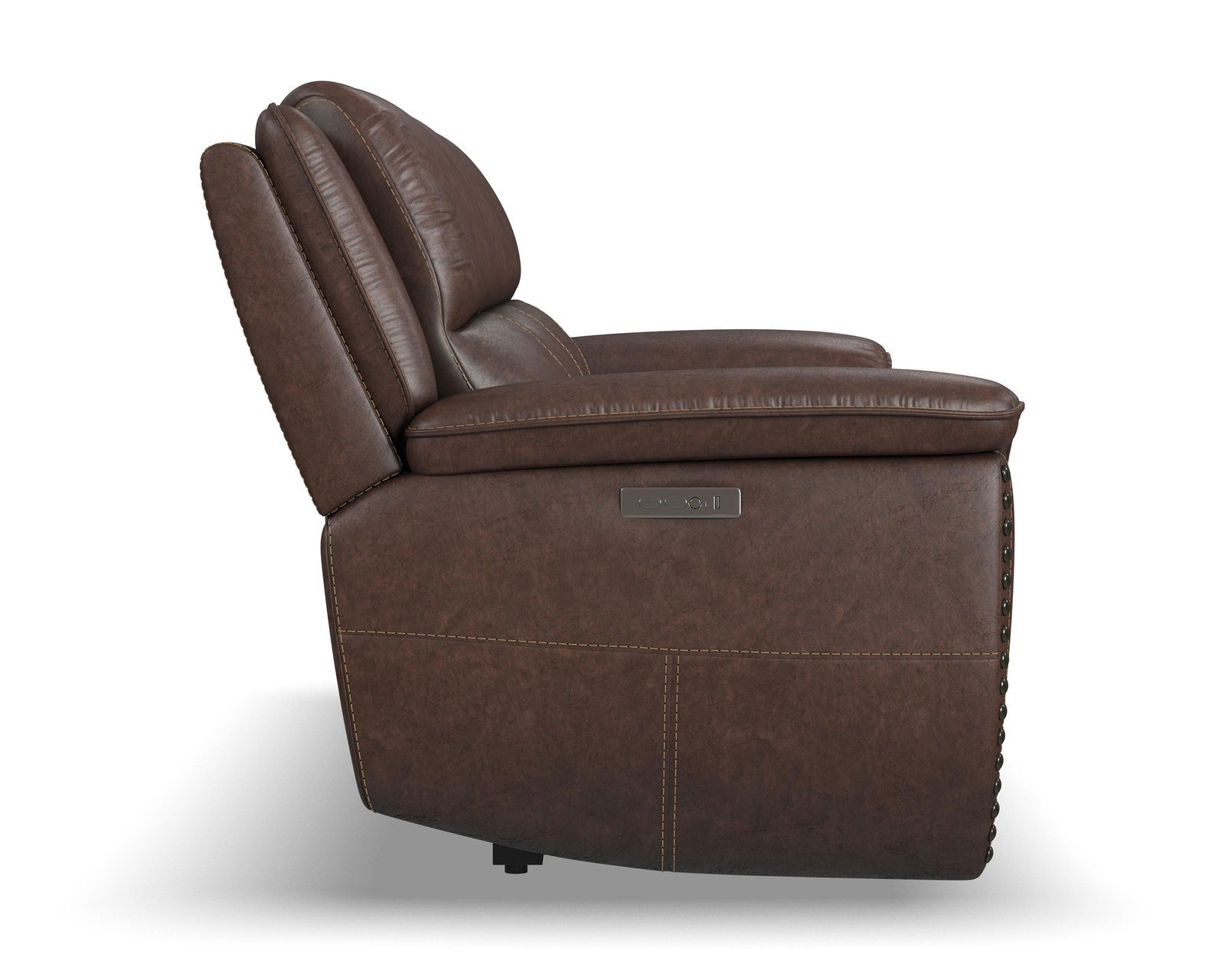 Beau 1011 Power Headrest Power Reclining Sofa (Chocolate faux leather fabric) 89" - in stock - Beau Power Reclining Sofa with Power Headrests