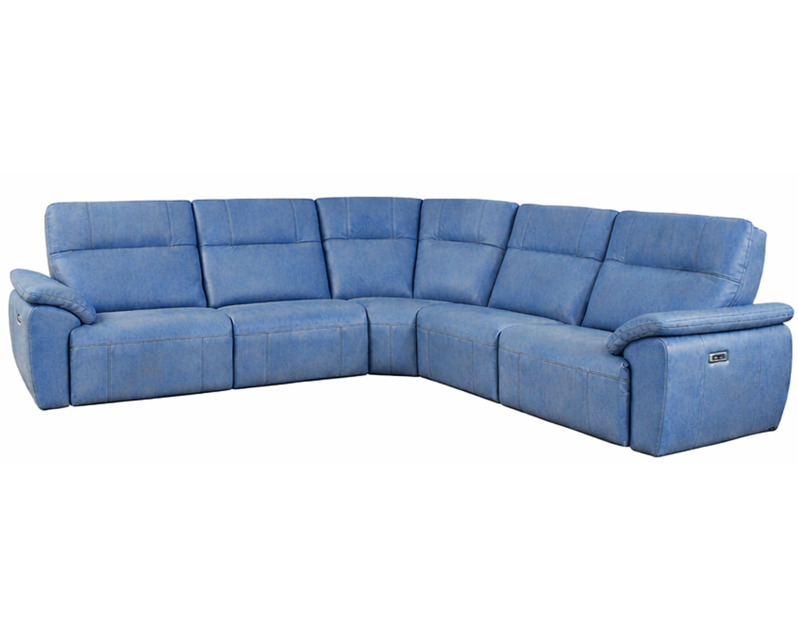 Rowan 4077 Reclining Chaise Sectional (standard and wide seat widths) +140 leathers  - Layout A: Five Piece Sectional 98" x 98" (2 recliners)