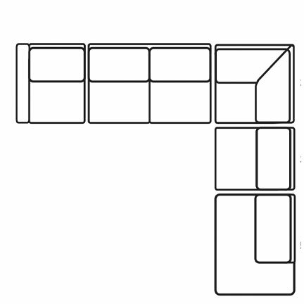 Layout H: Five Piece Sectional 134" x 120"