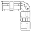 Layout C: Seven Piece Reclining Sectional 131.3 x 131.5 (2 recliners)