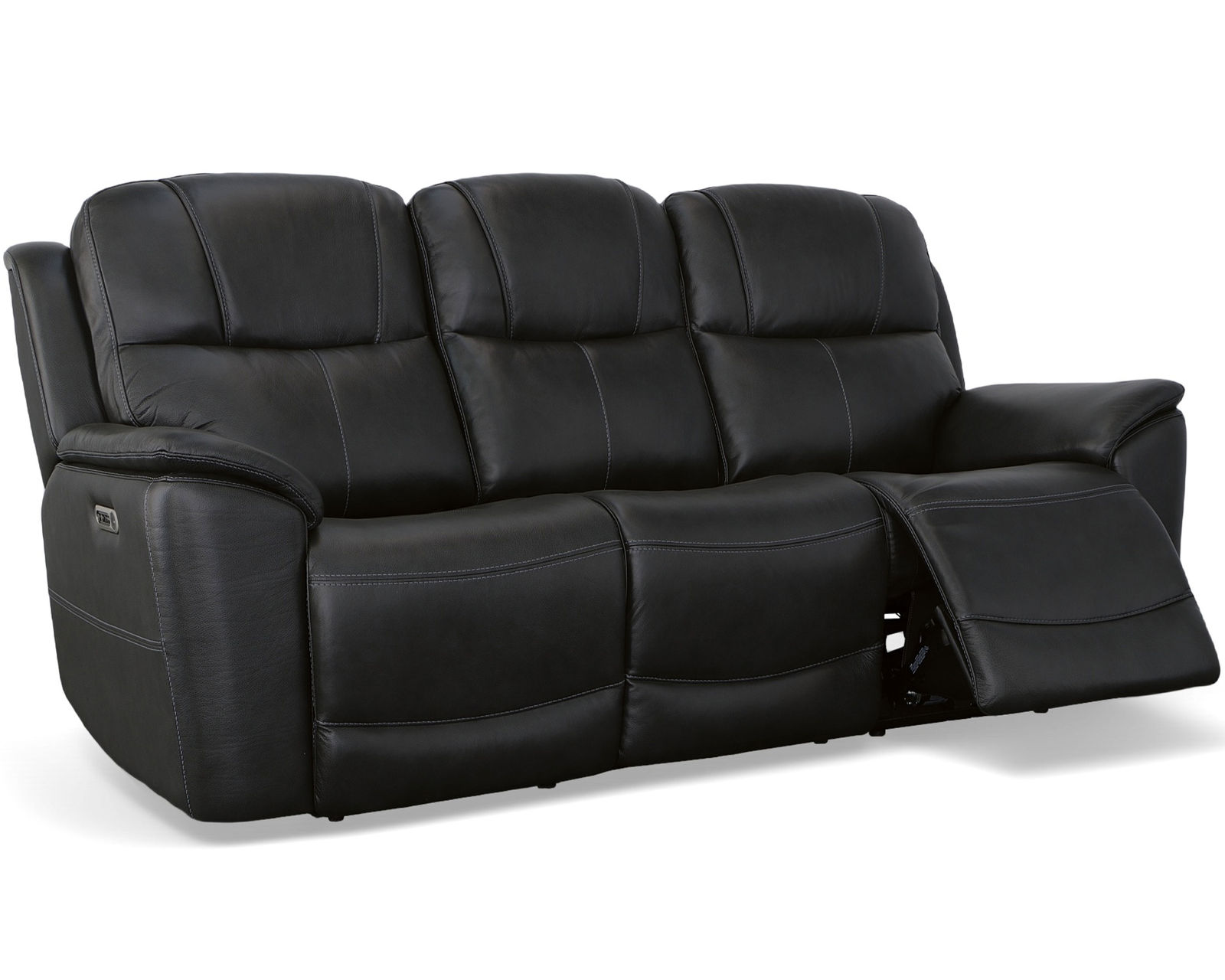 Crew Power Reclining Loveseat with Console, Power Headrests & Lumbar (Black leather) in stock - Crew Power Reclining Sofa with Power Headrests & Lumbar