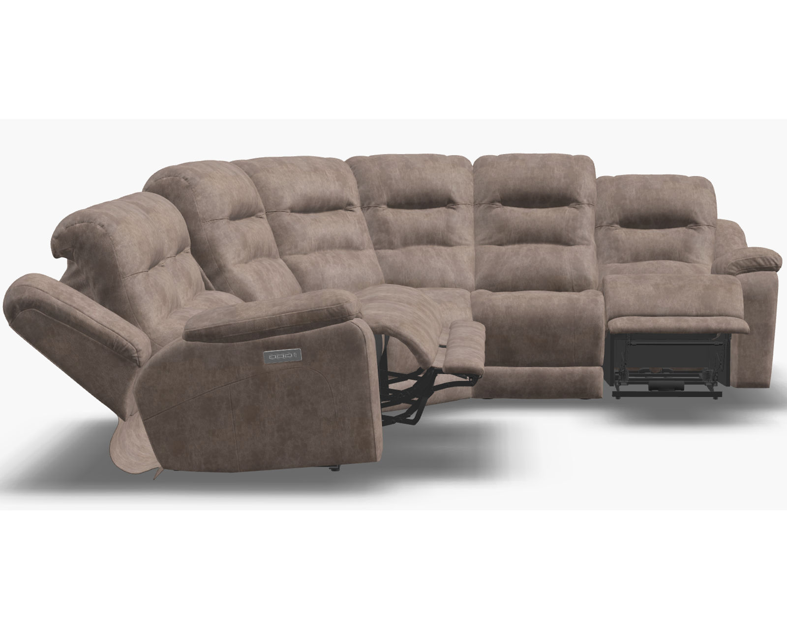Leighton 41063 Power Headrest Power Reclining Sectional (+50 fabrics) - Layout C: Five Piece Sectional 110" x 110"