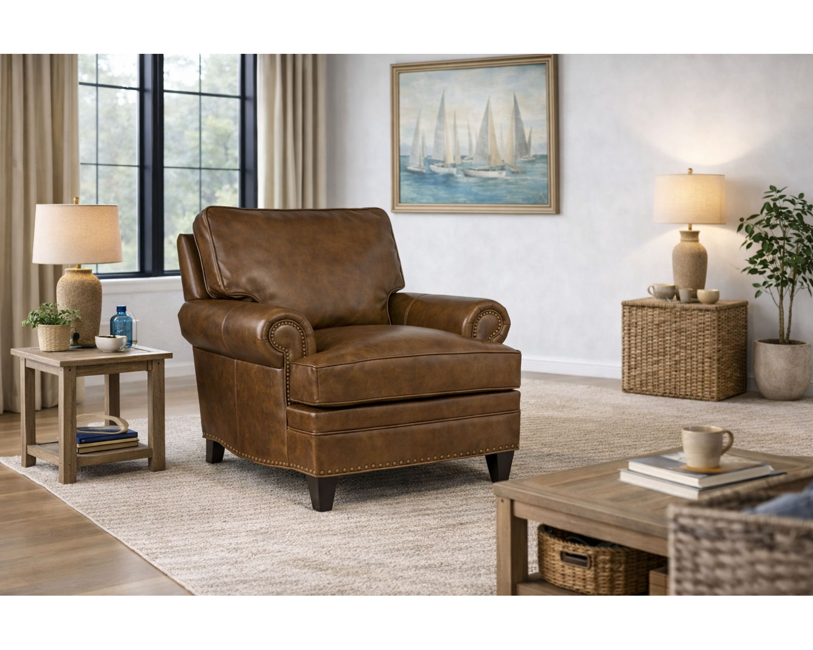 Bradington Young Carrado Sofa (12 leathers) 8-Way Hand Tie - Carrado Stationary Chair 8-Way Hand Tie