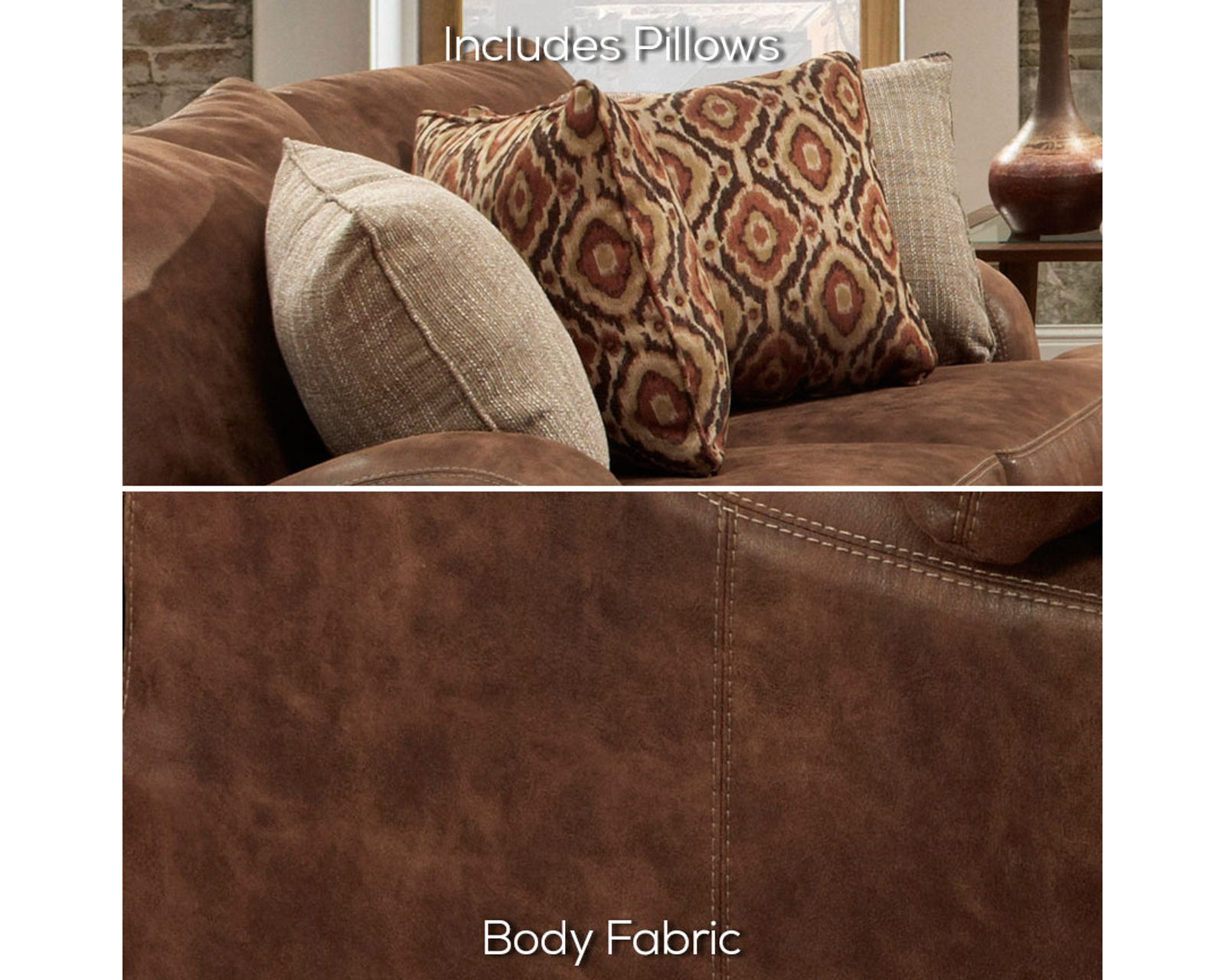 Indira 93" Sofa (The Designer Look—Without the Designer Budget) - Leather Like Polyester Fabric