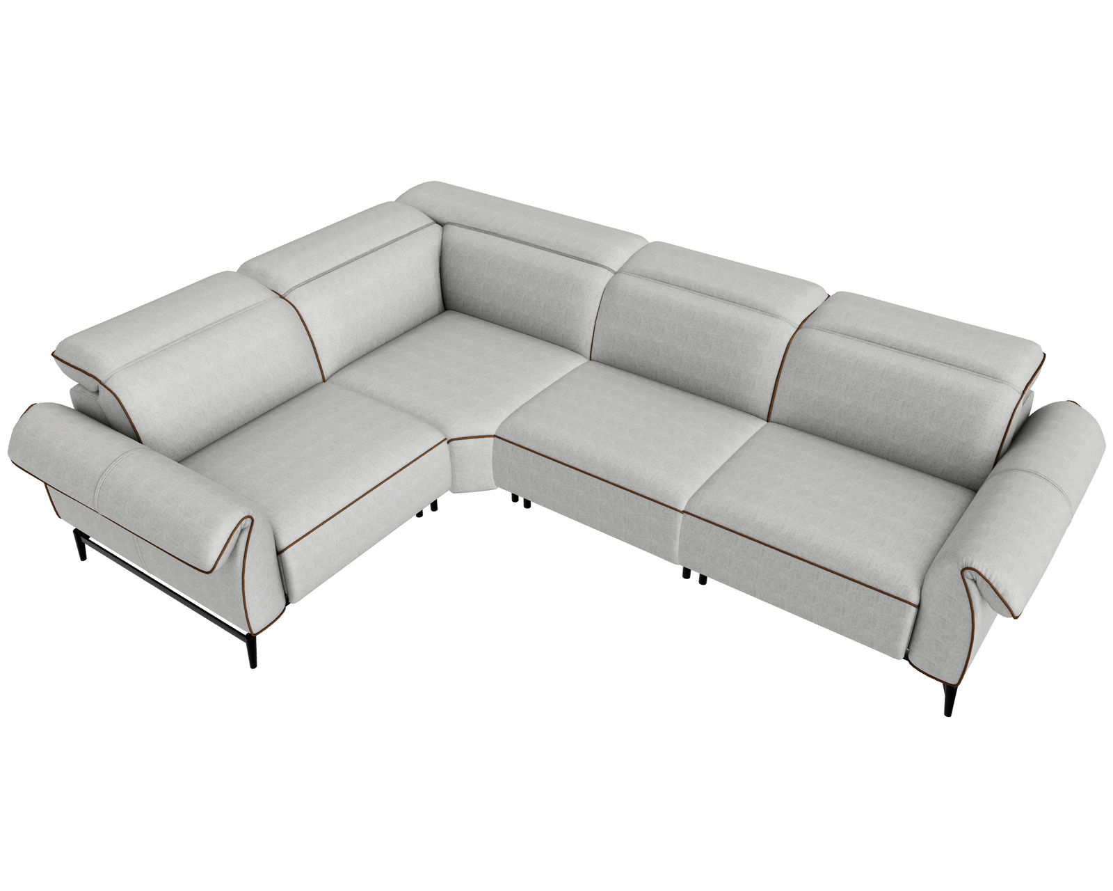 Leggiadro C143 Power Reclining Sectional (+40 fabrics) - Layout D: Four Piece Reclining Sectional 87" x 118"