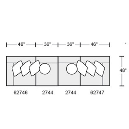 Layout B: Four Piece Sectional 164" Wide (2 recliners)