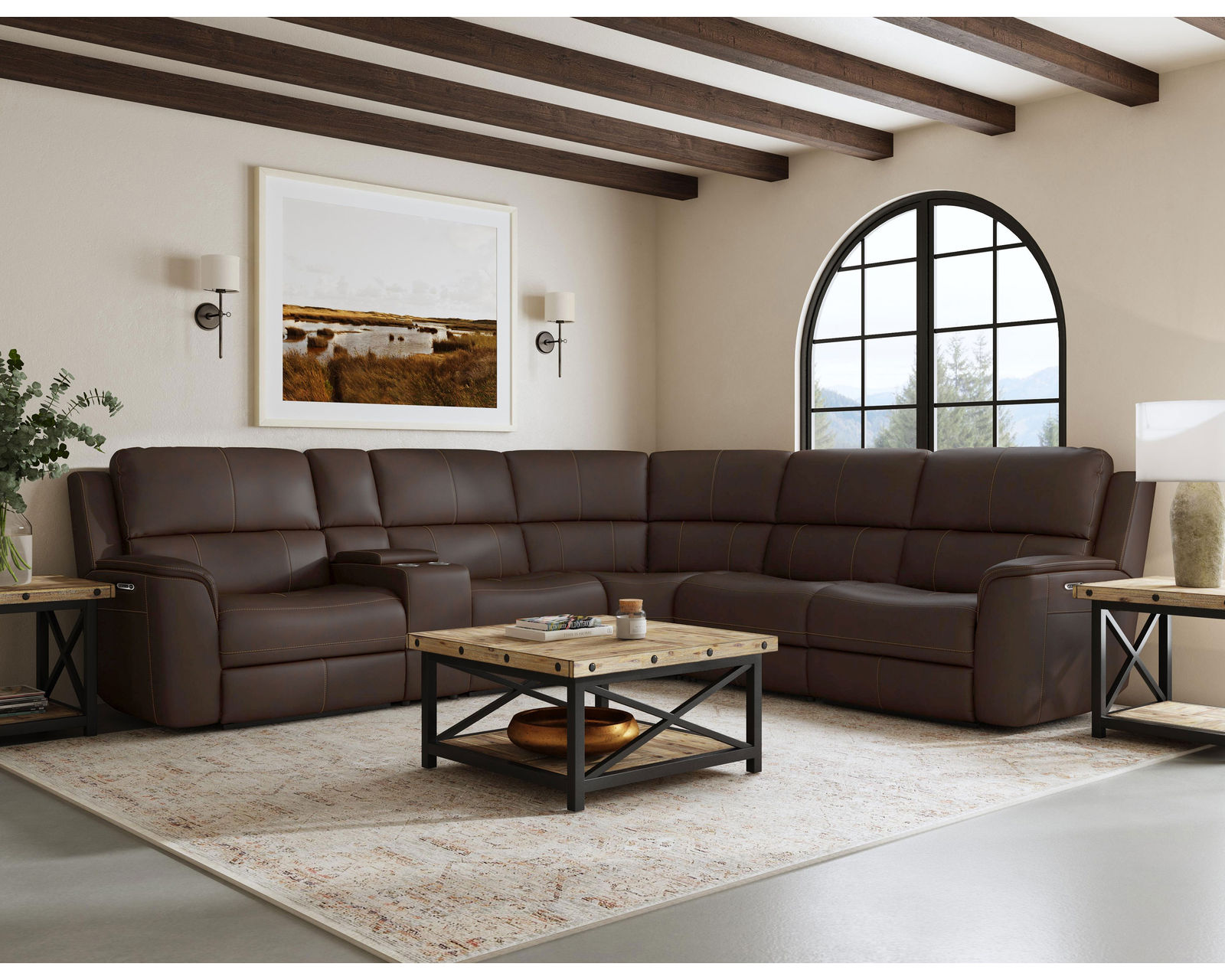 Henry Zero Gravity Reclining Sectional w/ Power Recline - Power Headrest and Power Lumbar (+3 colors) In stock - Layout G: Six Piece Reclining Sectional 128" x 115" (3 Recliners)