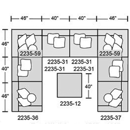 Layout H: Eight Piece Sectional 132" x 172" x 132"