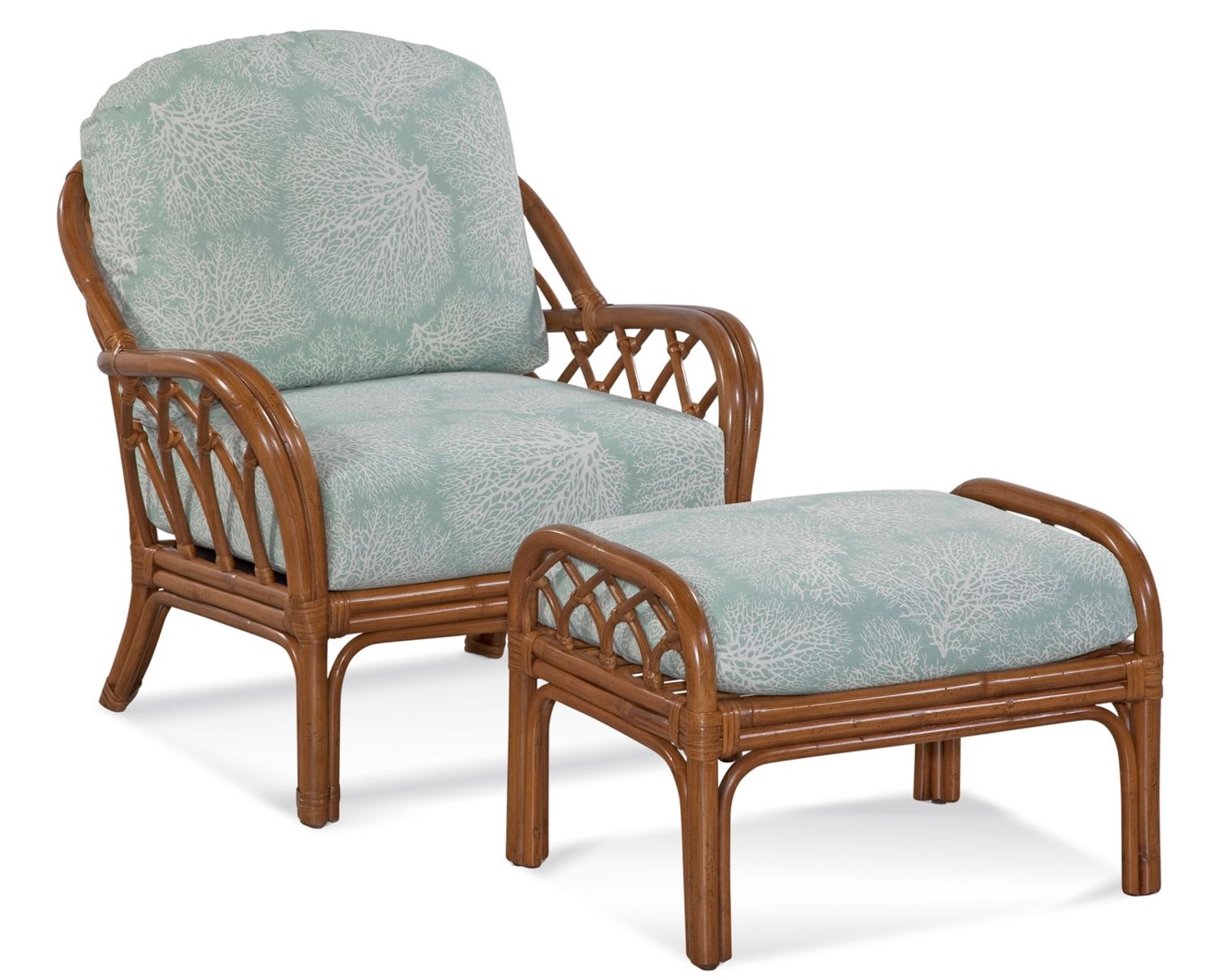 Edgewater 79" Rattan Sofa Multi (+29 finishes +69 fabrics) - Edgewater Rattan Chair and Ottoman
