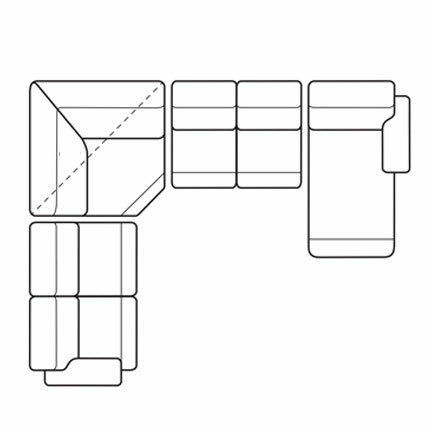Layout H: Five Piece Sectional 116" x 133" x 64"