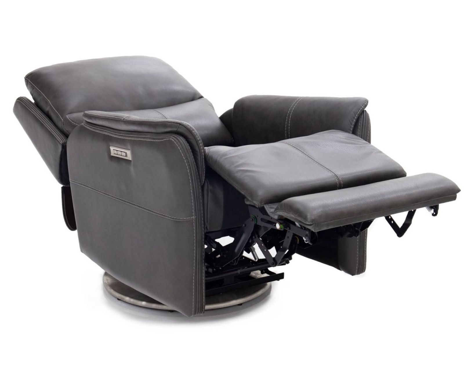 Salem Swivel Recliner w/Power Recline, Power Head Rest & Power Lumbar (Lay Flat) - Steel (In stock)