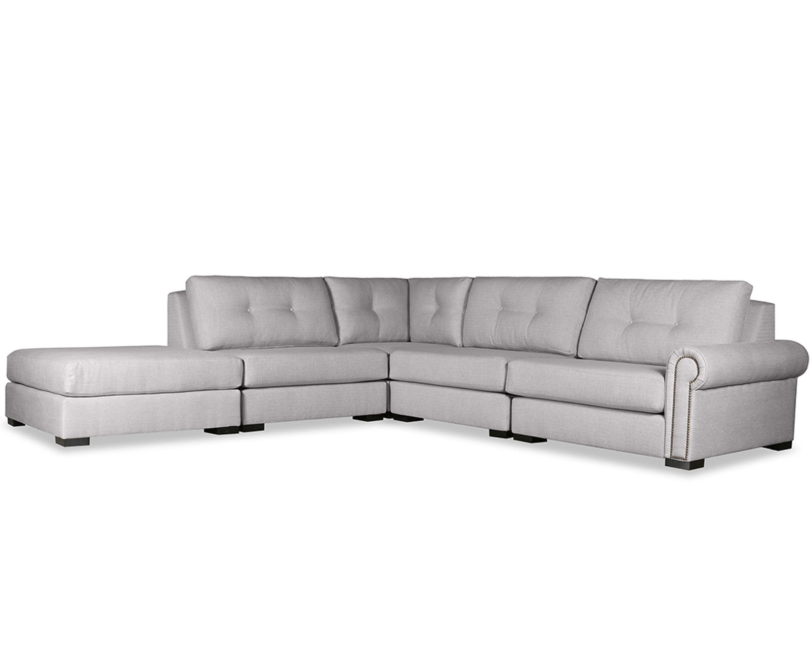  Sylviane Buttoned 5 Pieces Modular Sectional (Choice of Colors) -  Sylviane Buttoned 5 Pieces Modular Sectional in Grey