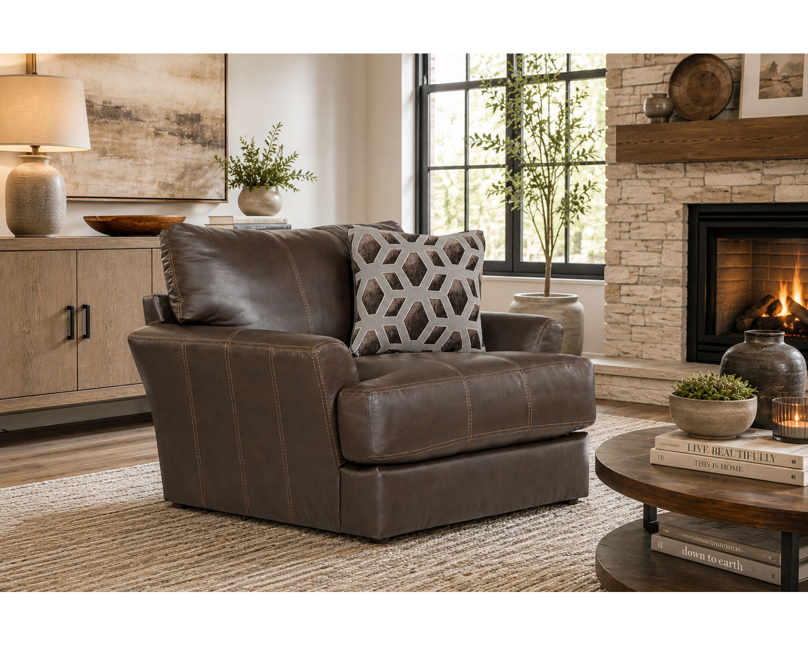 Prato Top Grain Leather Touch 85" Sofa (2 colors) includes pillows