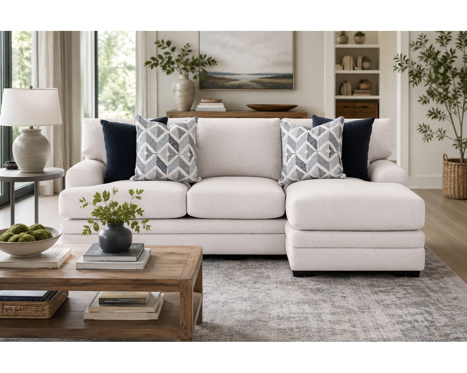 Laken 99" Reversible Chaise Sofa (One Sofa. Two Chaise Positions) - Shown in Durable Polyester Color Shell