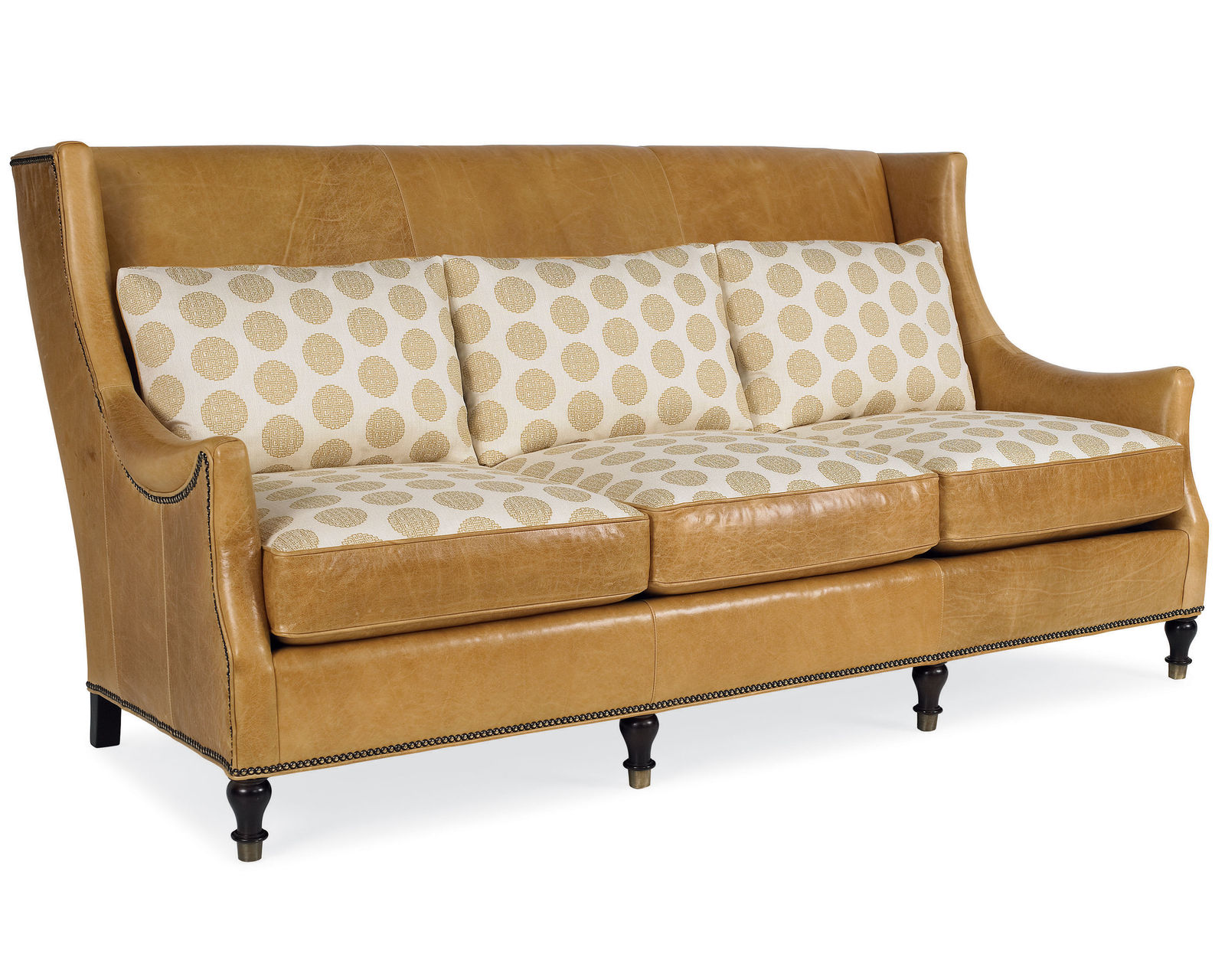 Gaston 81"Leather Nail Head Sofa (+45 leathers) - Call to order fabric - leather combination