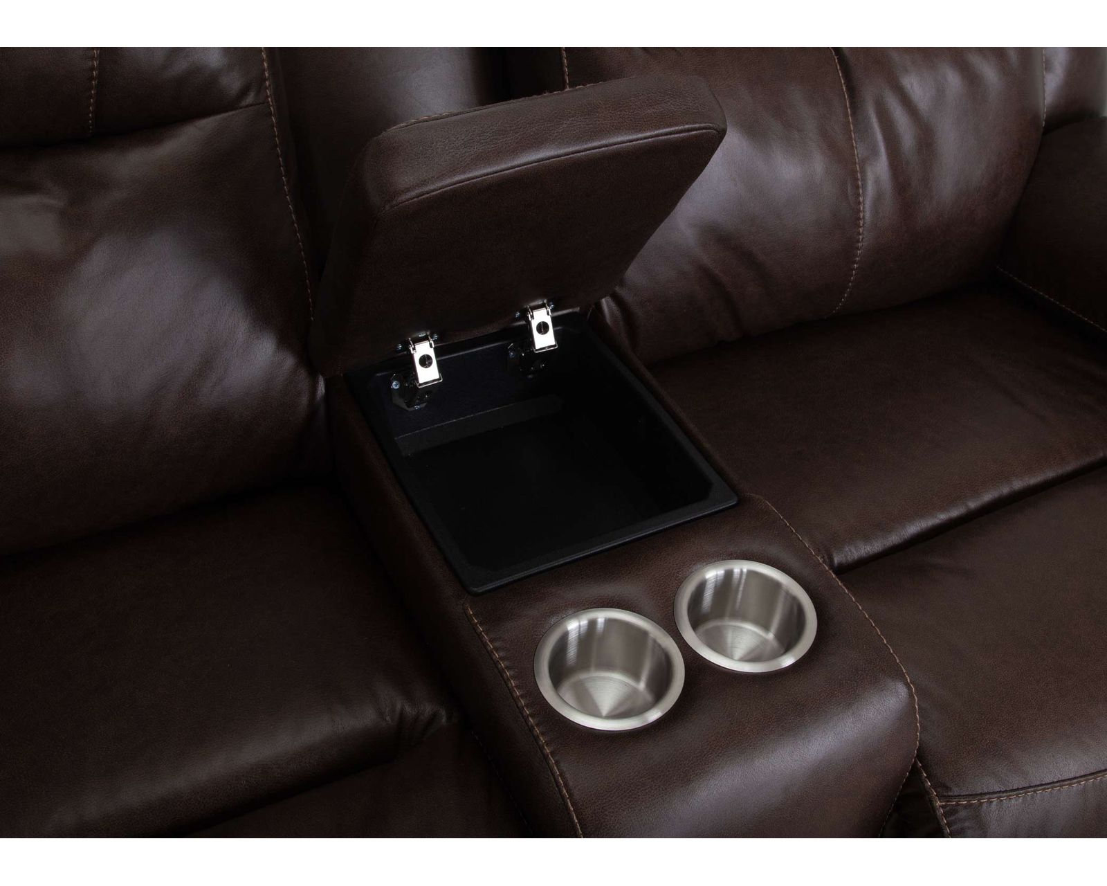 Culver 90" Reclining Sofa with Drop-Down Table & Cupholders (Leather-Look Style. Plush Comfort. Designed Around the Way You Relax) - Image 11