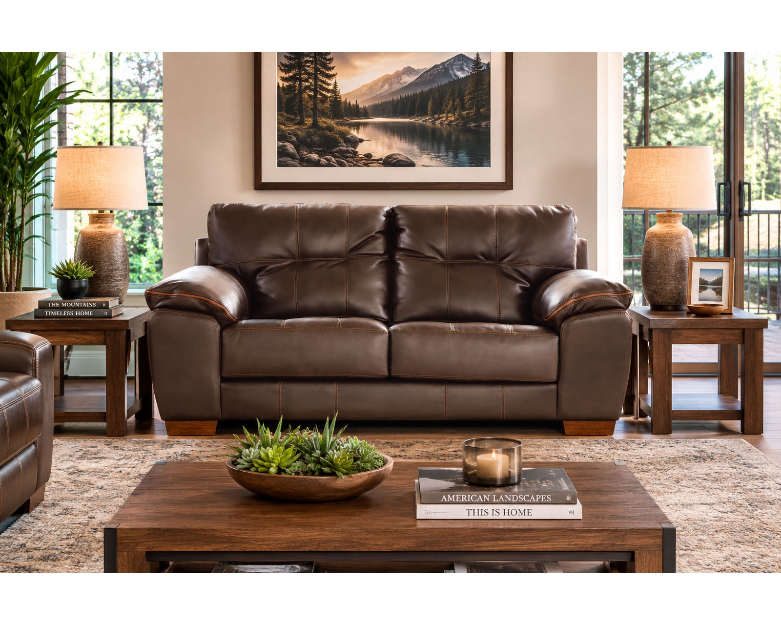 Hudson 97" Faux Leather Sofa (Includes Pillows) - 2 Colors - Image 2