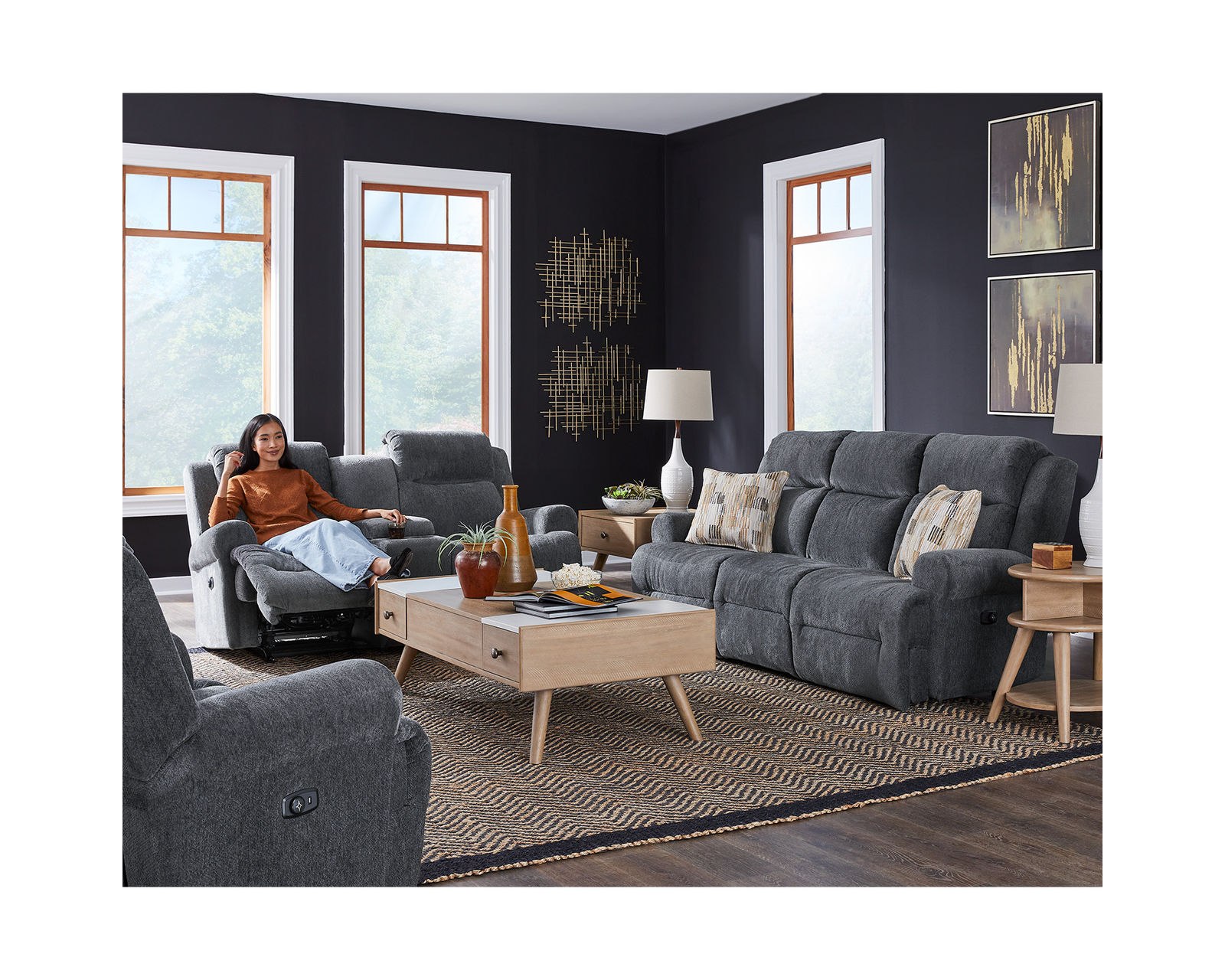 Brielle 84" Double Reclining Sofa (+100 fabrics) - Image 6