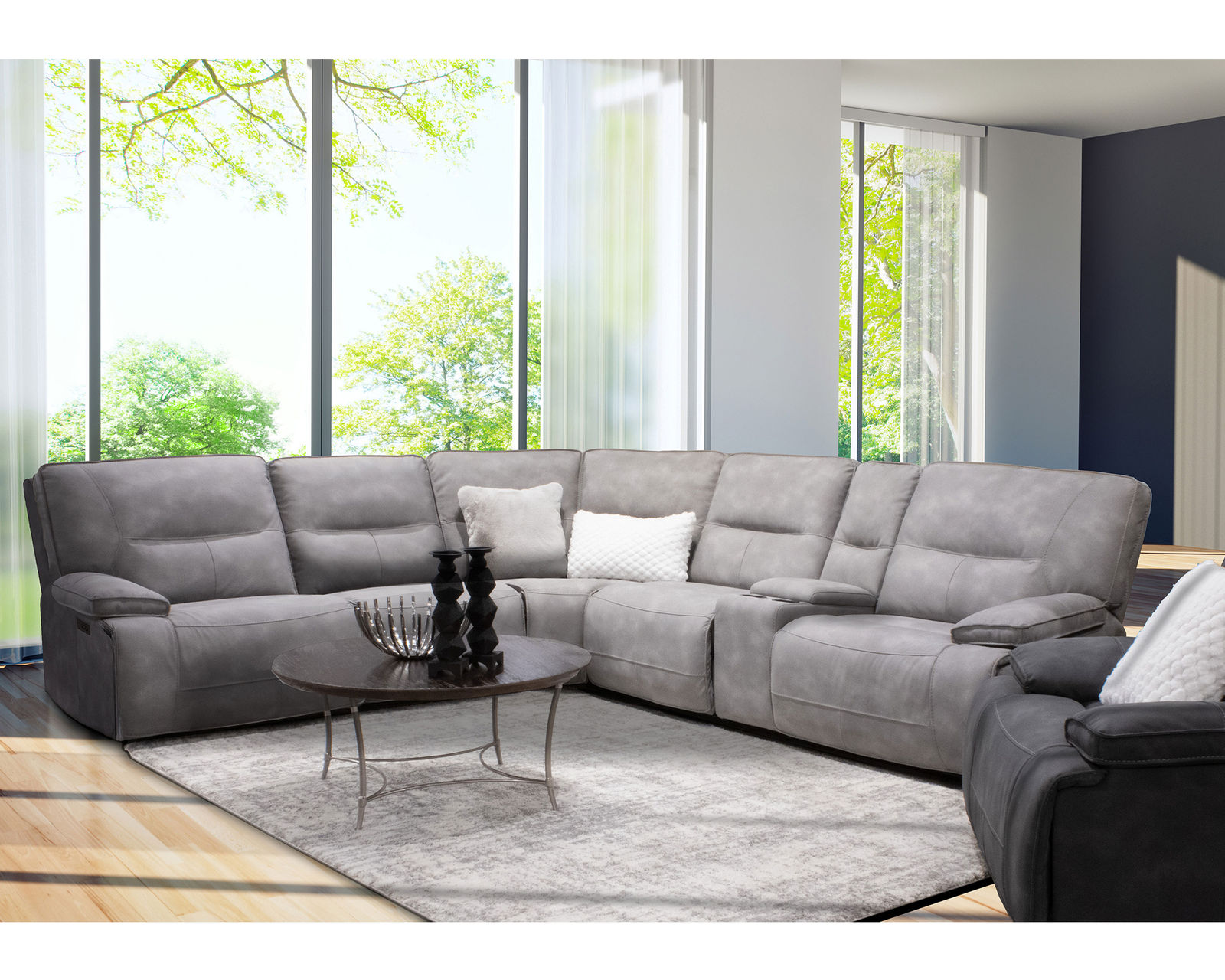Gladiator 6 Piece Zero Gravity Power Headrest Power Reclining Sectional (Sky) - Image 4