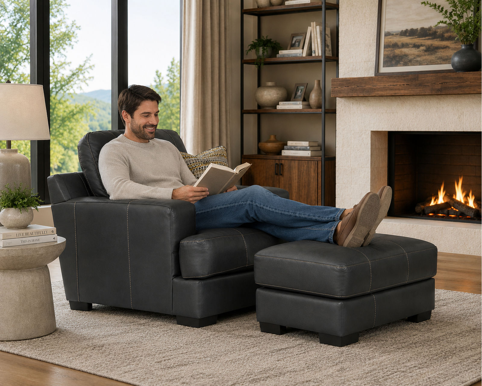Marco 92" Top Grain Leather Touch Sofa (Includes pillows) Gunmetal - Image 26