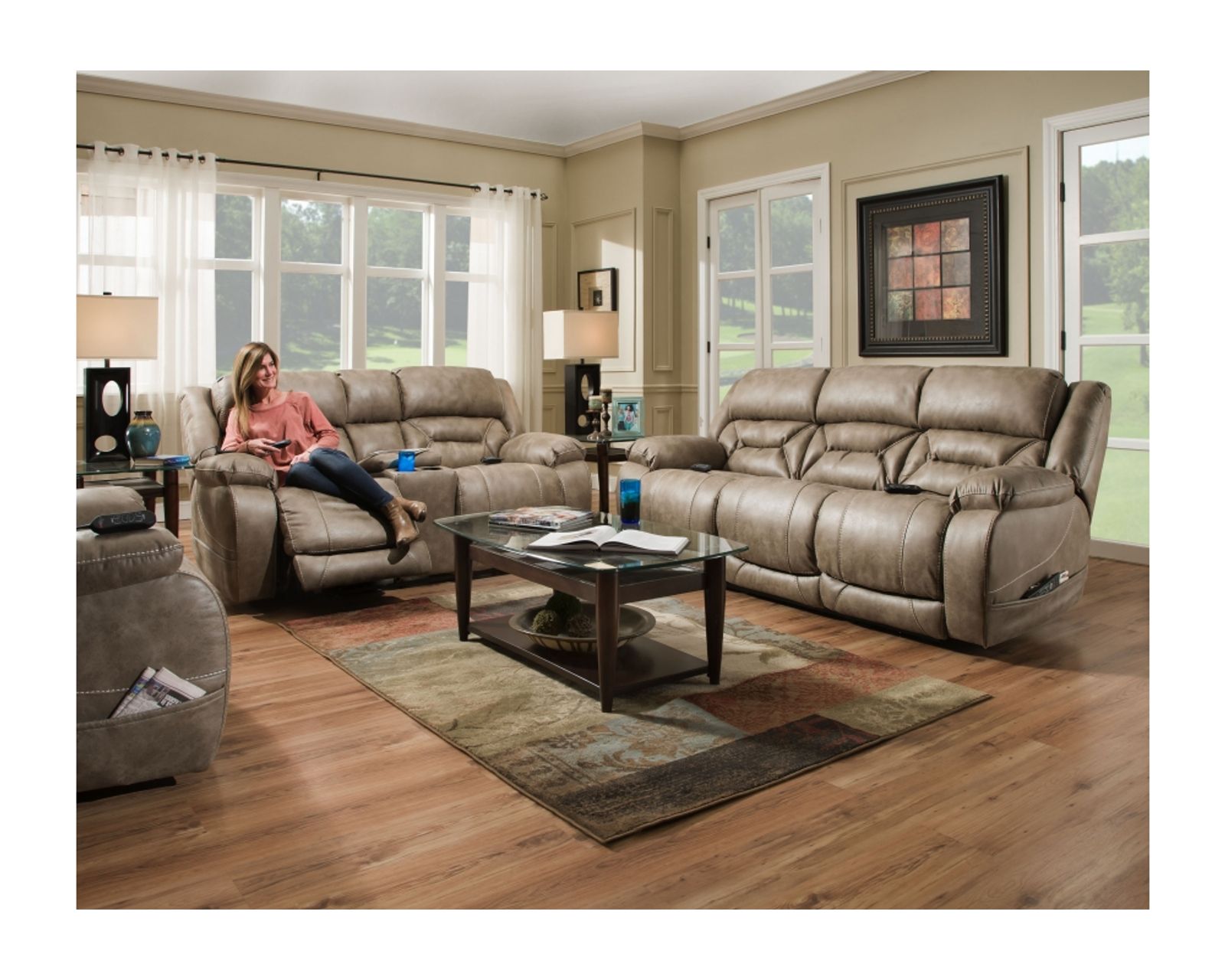 Greer 91" Triple Power Reclining Sofa Mushroom (In stock) - Image 5