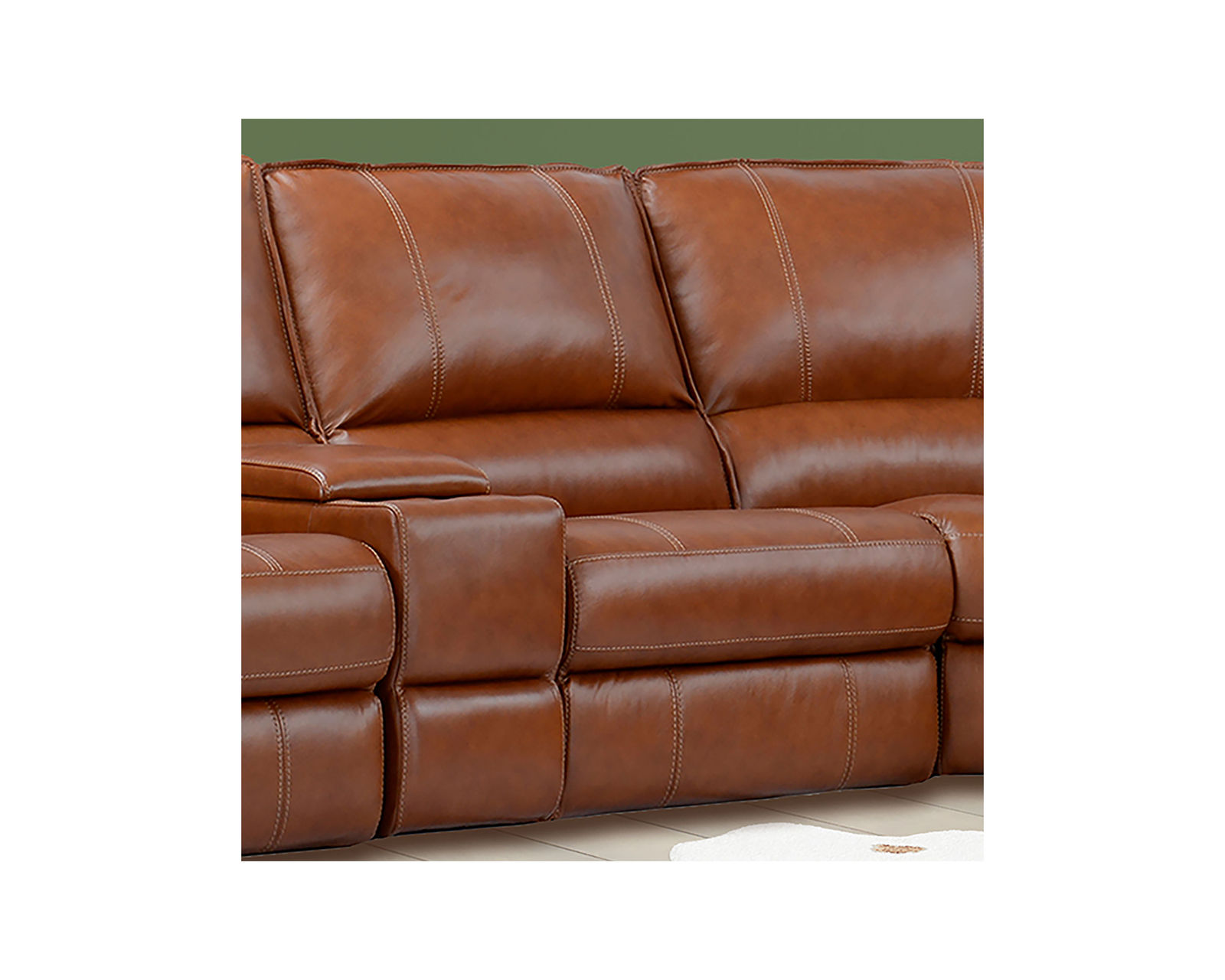 Rockford Top Grain Leather Power Reclining Sectional (Saddle) - Image 7